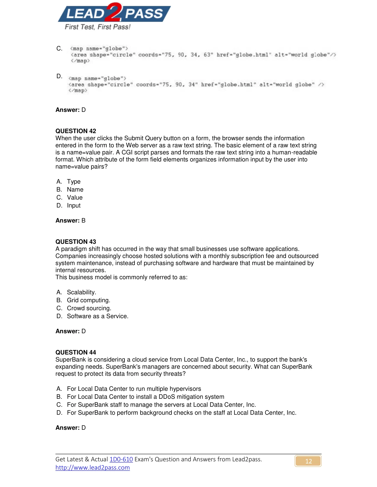 1D0-610 question #43 exhibit