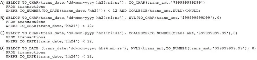 1Z0-061 question #6 exhibit