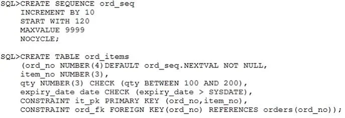 1Z0-061 question #9 exhibit
