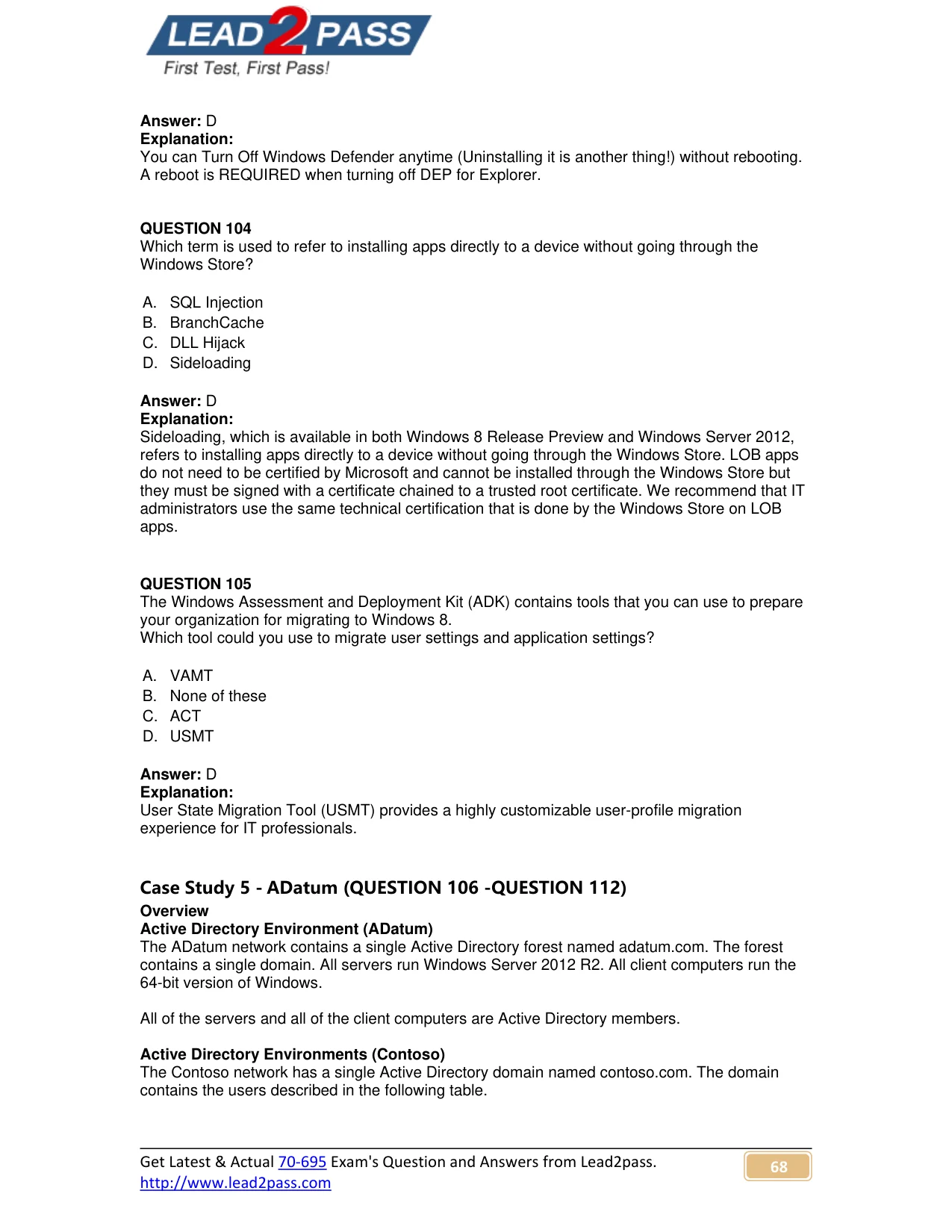 70-695 question #105 exhibit