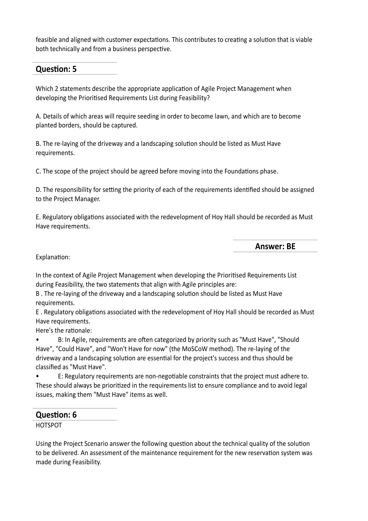 AGILEPM-PRACTITIONER question #5 exhibit