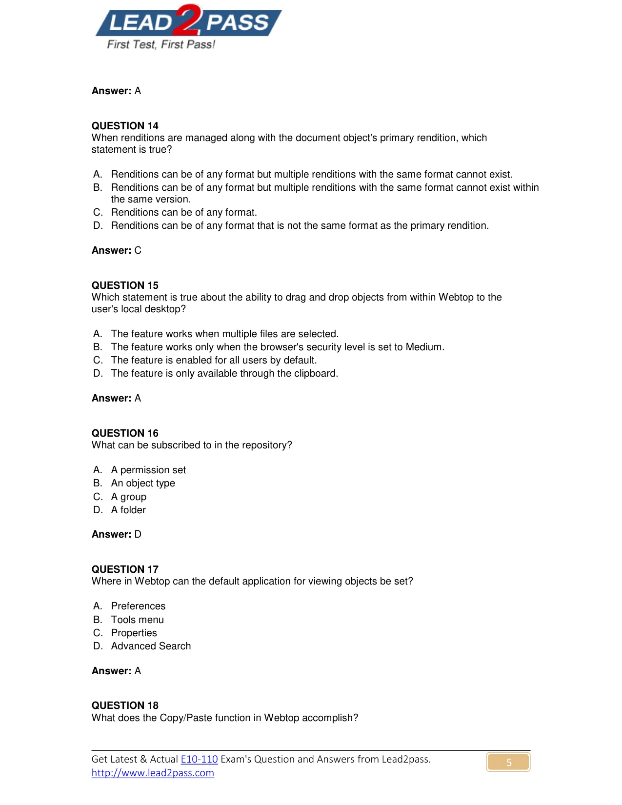 E10-110 question #15 exhibit