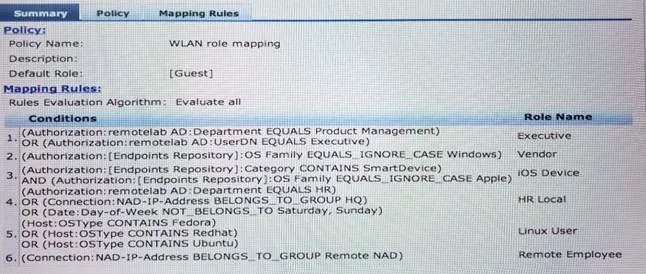 HPE6-A15 question #115 exhibit