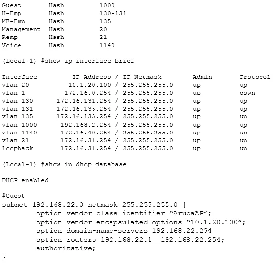 HPE6-A40 question #2 exhibit