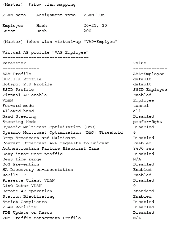 HPE6-A40 question #17 exhibit