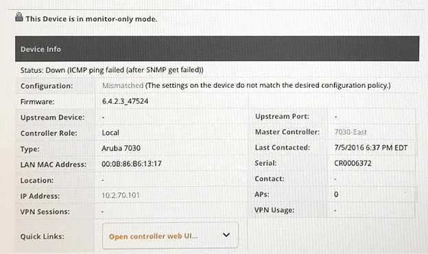 HPE6-A71 question #118 exhibit