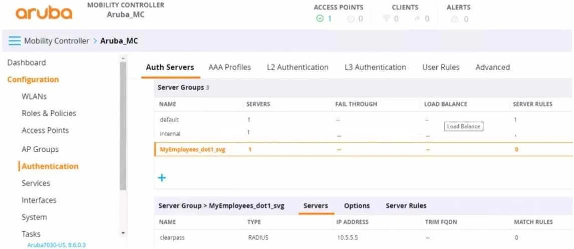 HPE6-A78 question #171 exhibit