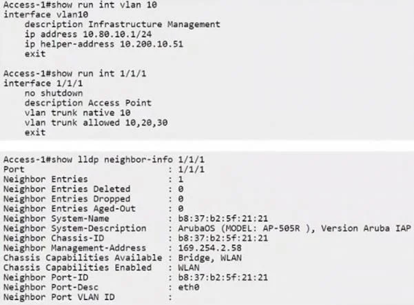 HPE6-A86 question #21 exhibit