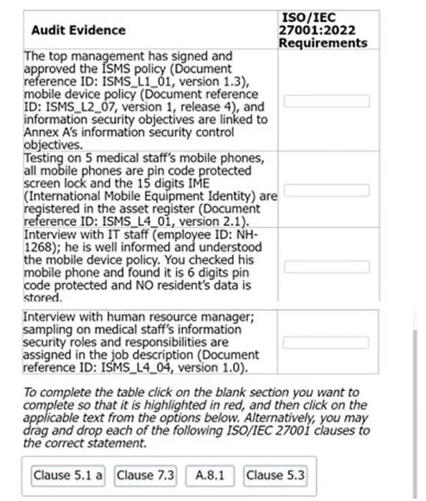 ISO-IEC-27001-LEAD-AUDITOR question #105 exhibit