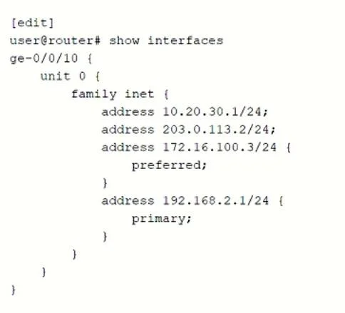 JN0-105 question #109 exhibit