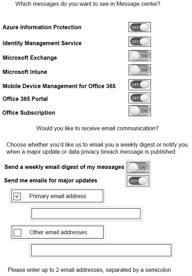MS-900 question #91 exhibit