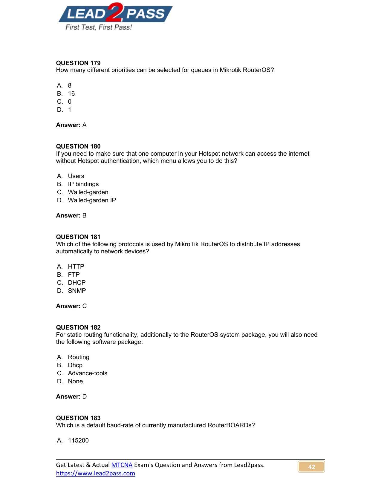 MTCNA question #181 exhibit