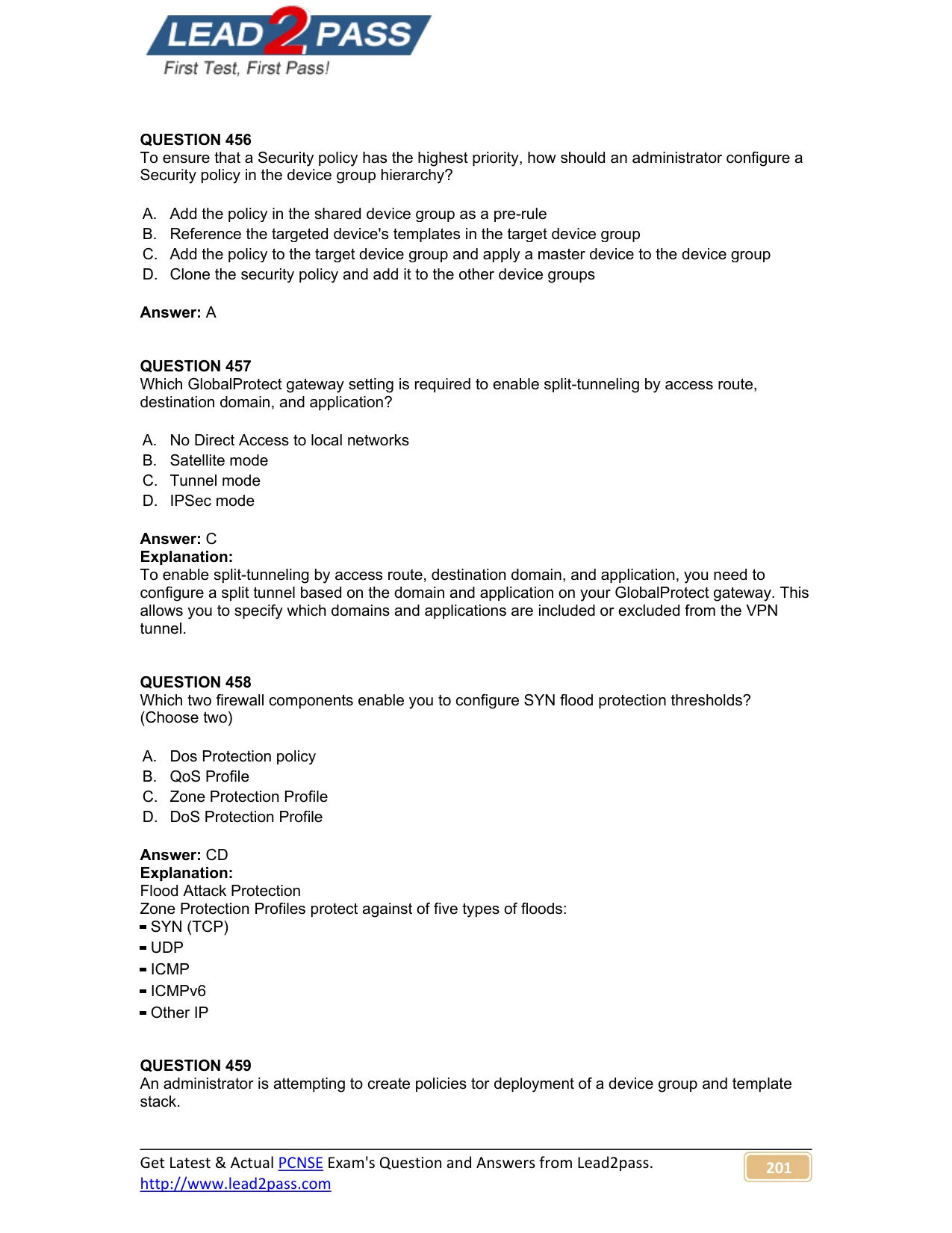 PCNSE question #457 exhibit