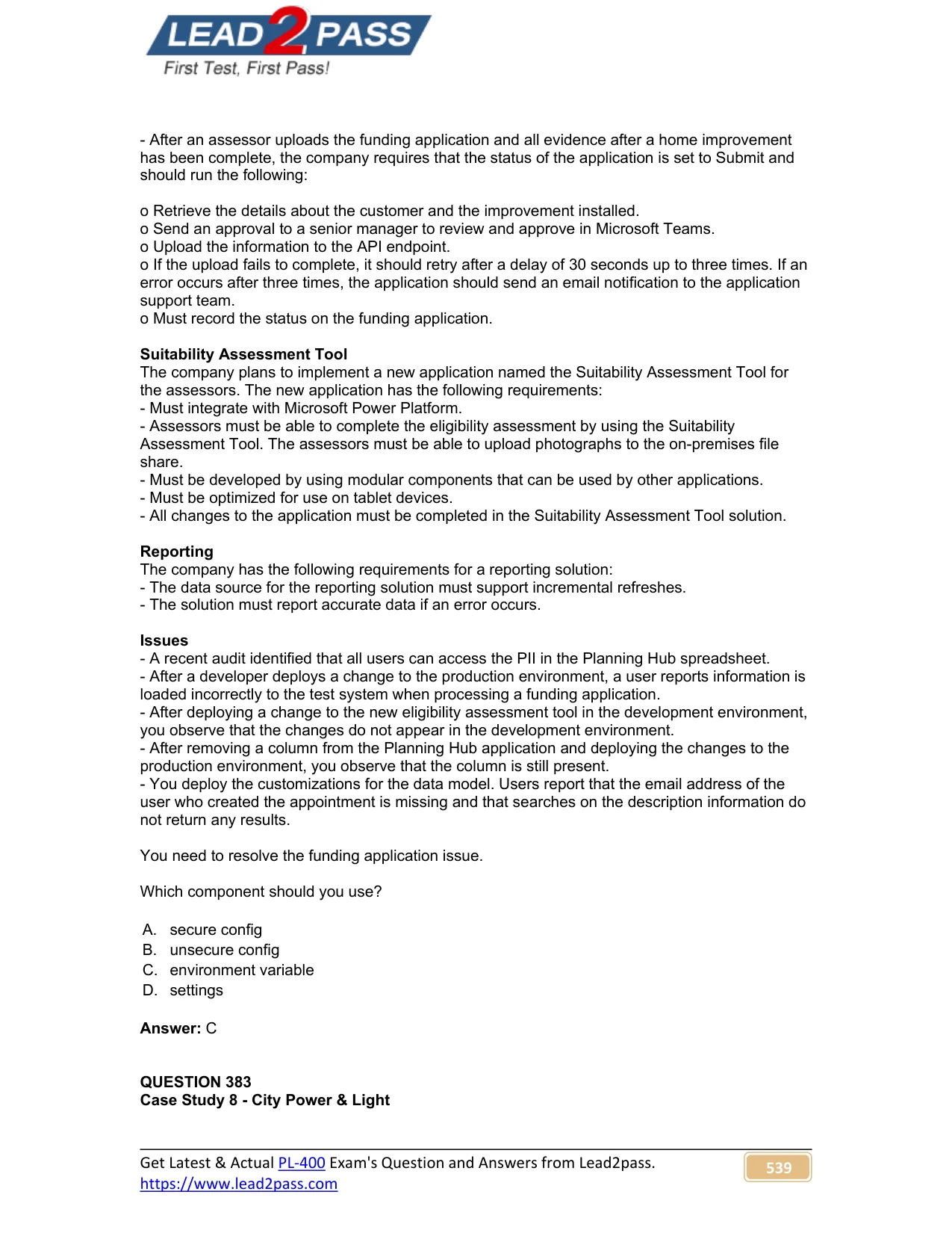 PL-400 question #382 exhibit